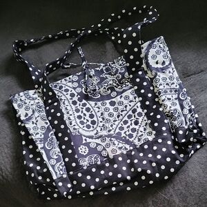 Talbots Black and White Polka Dot Tote